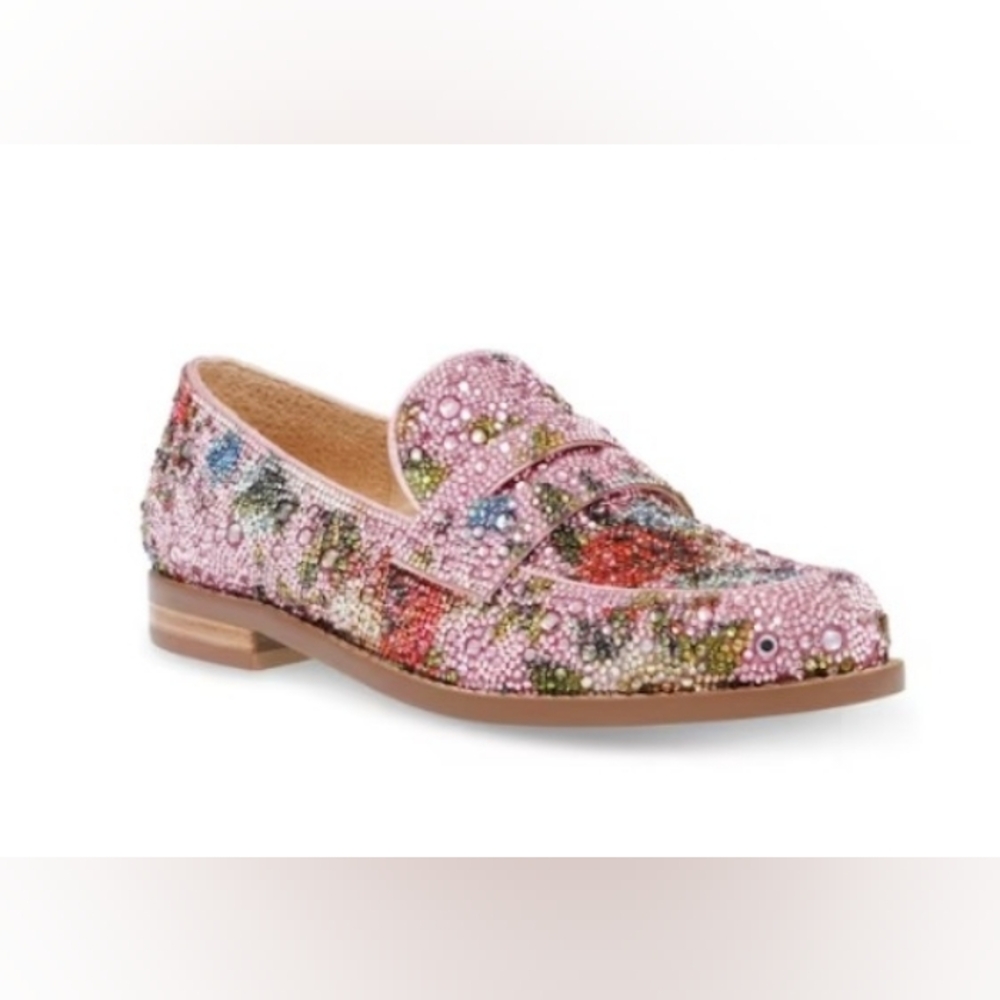 Betsey Johnson Aron Rhinestone Loafer - Floral Size 7.5 NWOB